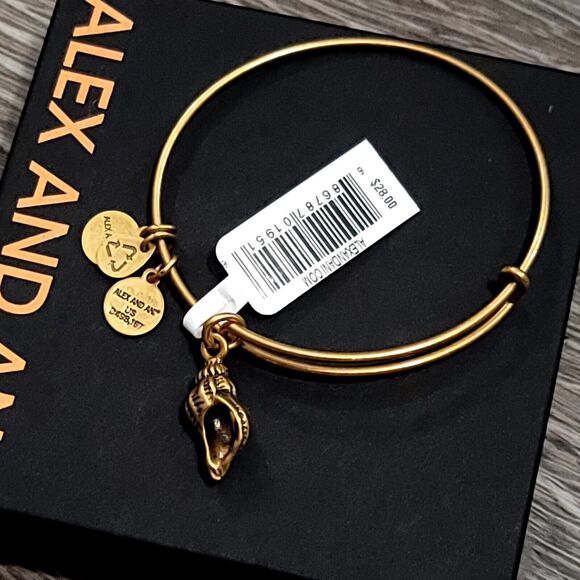 Alex And Ani Gold Conch Shell Charm Bangle - Picture 6 of 8